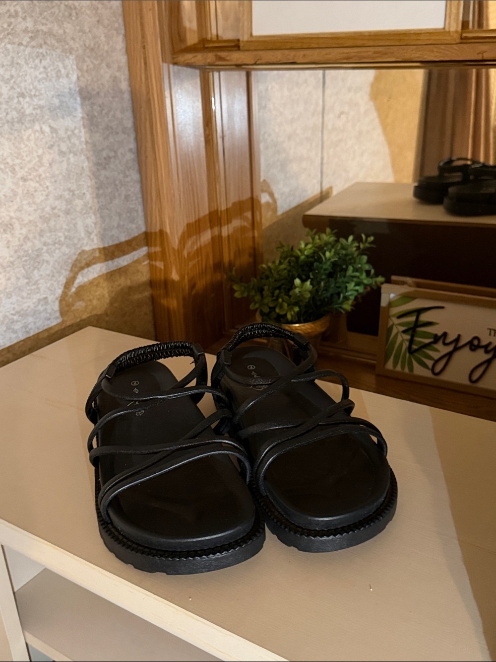 Women's Black Strappy Sandals